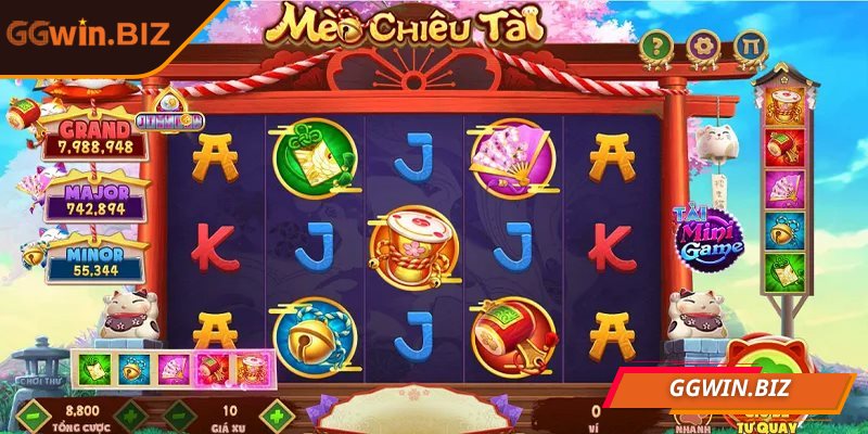 Mèo chiêu tài GGWIN cung cấp nhiều biểu tượng đổi thưởng